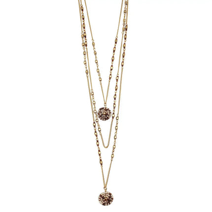 Sachi Coffee & Cream Collection Necklace - Gold Bead & Discs