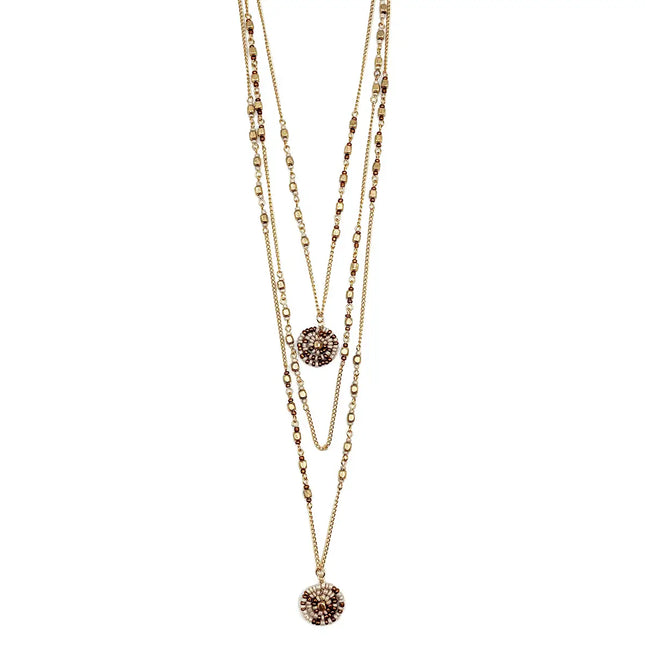 Sachi Coffee & Cream Collection Necklace - Gold Bead & Discs