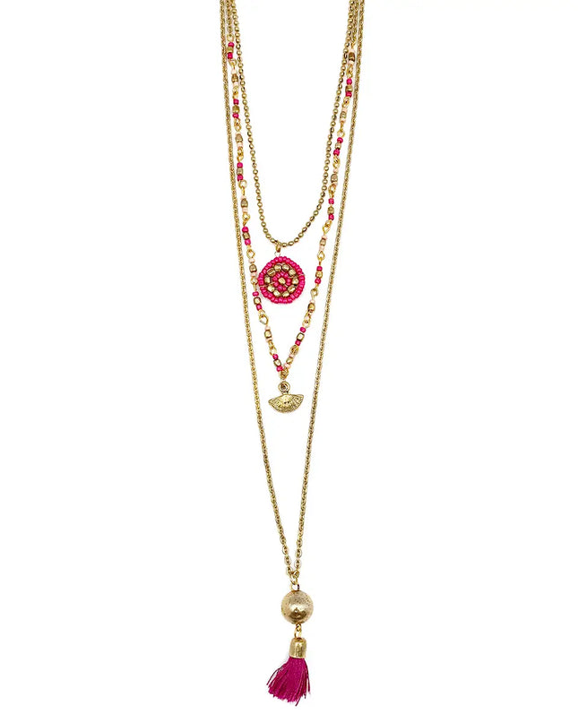 Sachi Cerise Collection Necklace - 3 Layer with Small Charms