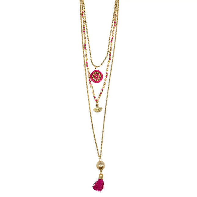 Sachi Cerise Collection Necklace - 3 Layer with Small Charms