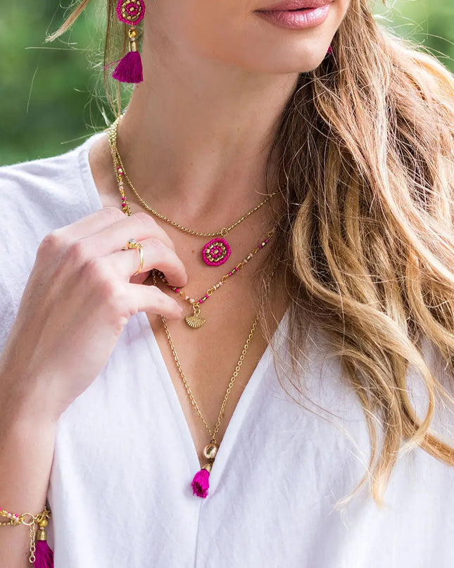 Sachi Cerise Collection Necklace - 3 Layer with Small Charms