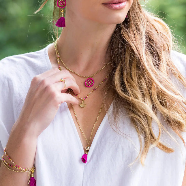 Sachi Cerise Collection Necklace - 3 Layer with Small Charms