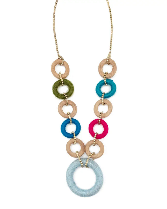 Sachi Bold Whimsy Collection Necklace - Multi with Blue Ring