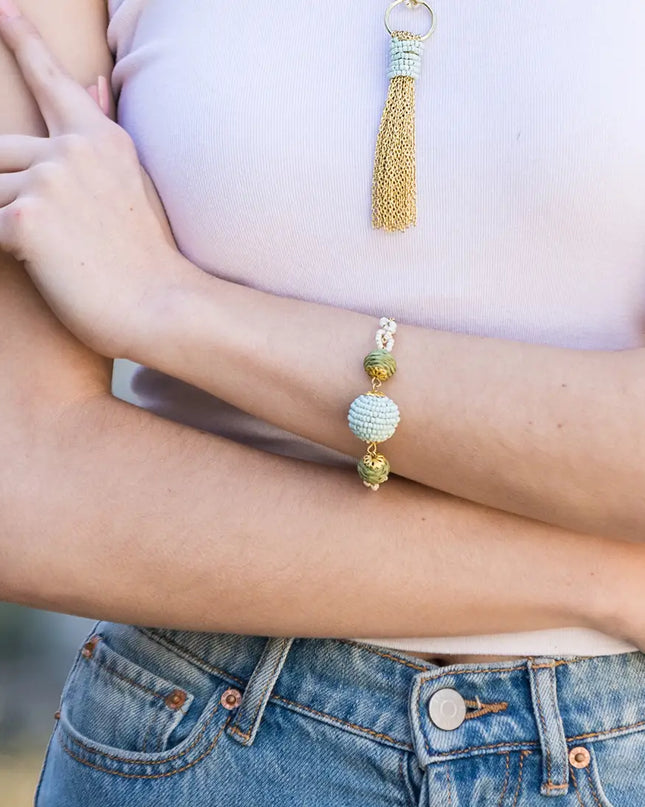 Sachi Calming Sage Collection Bracelet - Blue, Green Spheres
