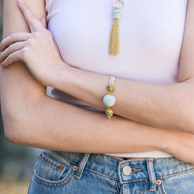 Sachi Calming Sage Collection Bracelet - Blue, Green Spheres