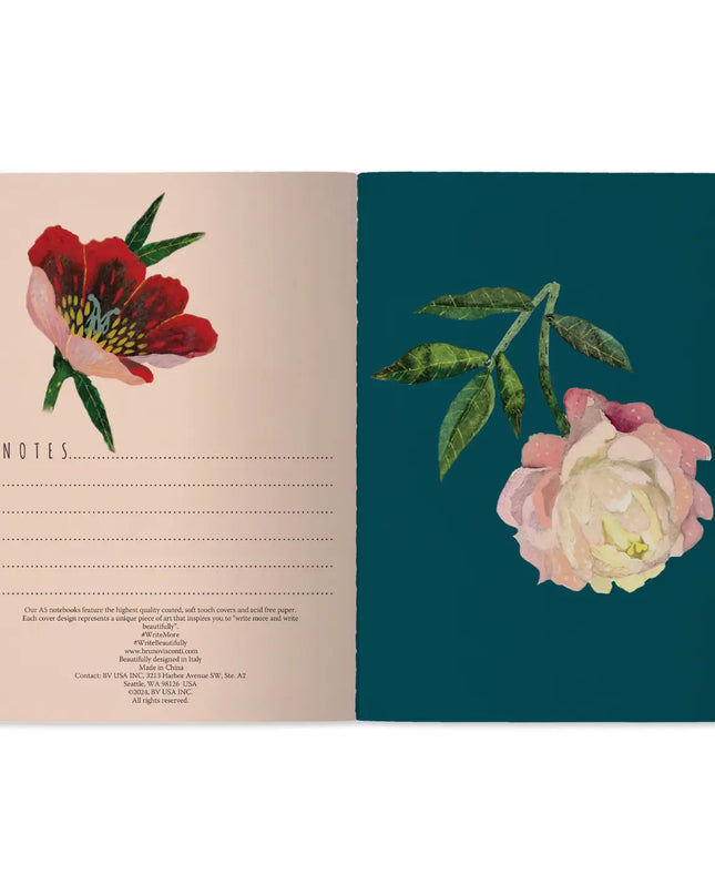 BV by Bruno Visconti Peonies On Black  Notebook