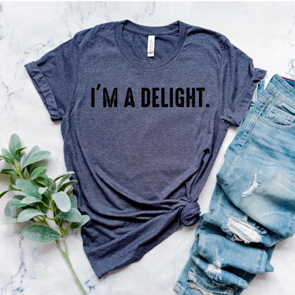 I'm A Delight Viral Sarcastic Funny Mama Vintage Graphic Tee