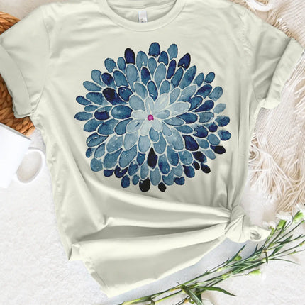Elegant Blue Mum Floral Vintage Graphic Tee - Citron