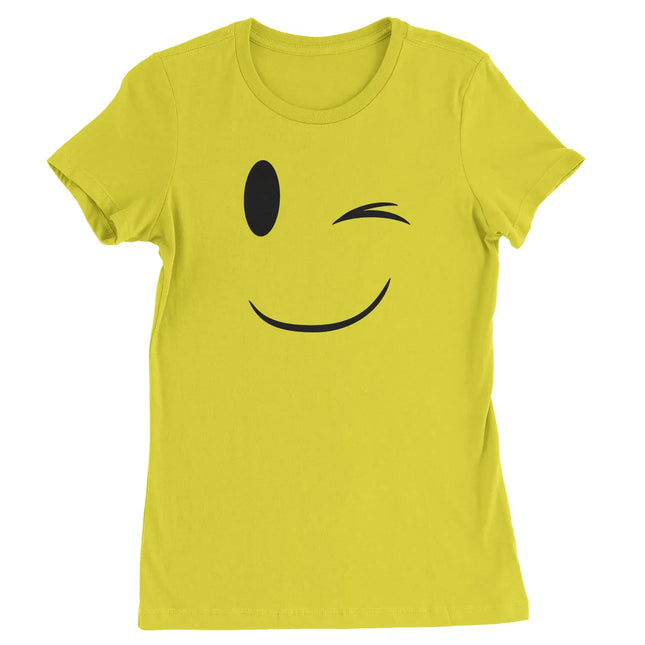 Emoticon Winking Smile Face Womens T-Shirt