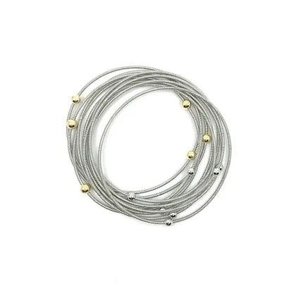 Sea Lily Silver Silk Infused Wire Bracelet with Silver and Gold