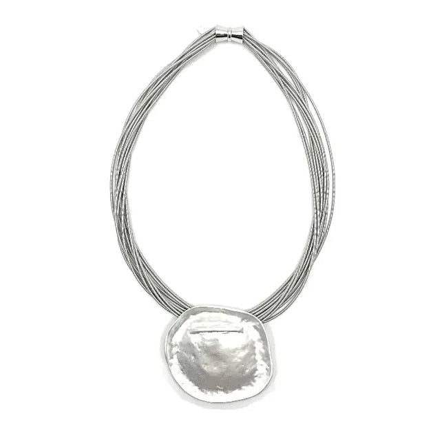 Sea Lily Silver Pianowire with Silver Disc