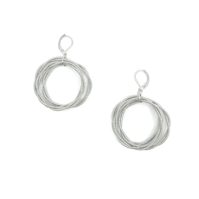Sea Lily Silver Twist Loop Earring