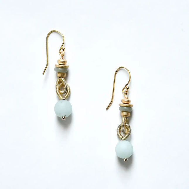 Sea Lily Mother of Pearl Dangle Earrings
