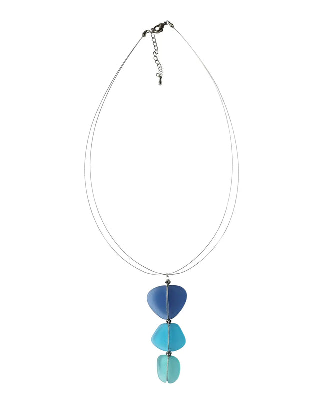 Sea Glass Triple Pendant Necklace
