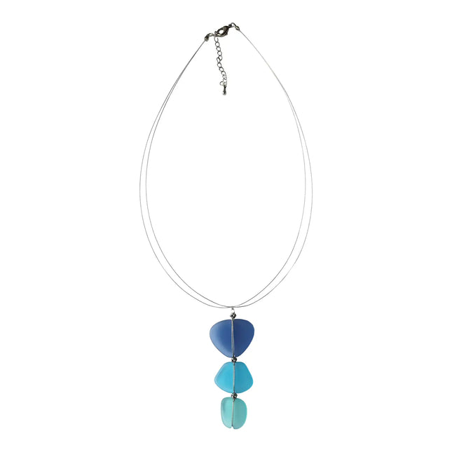 Sea Glass Triple Pendant Necklace