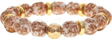 Gold White Foiled Bead Bracelet