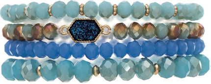 Multitone Blues Bead Bracelet Set
