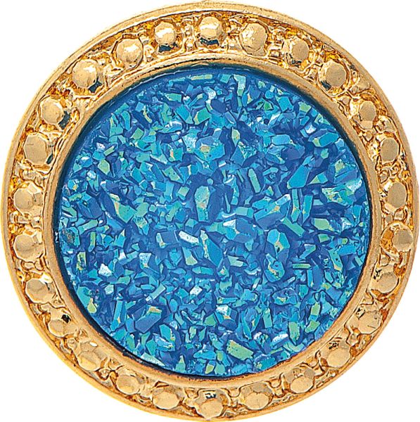Gold Edge Navy Blue Druzy Post Earring
