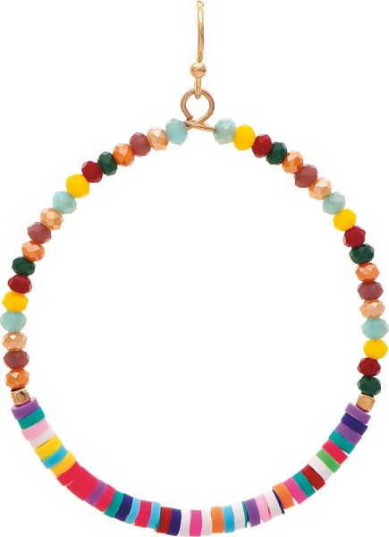 Gold Multicolored Disc Bead Circle Earring