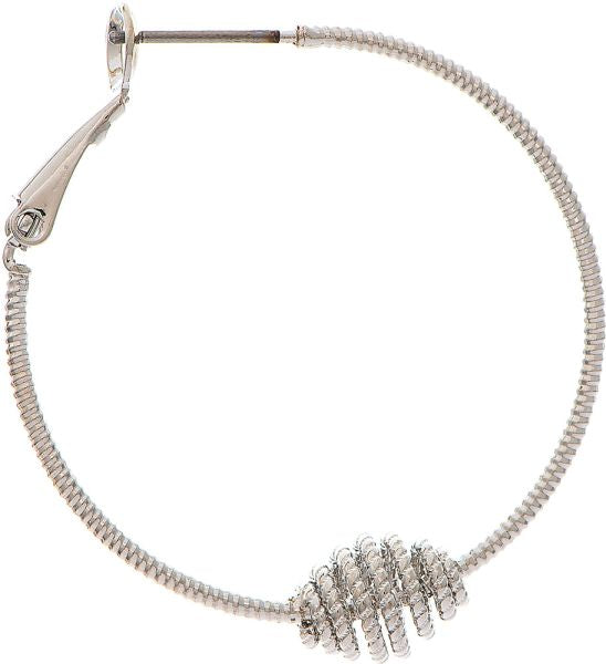 Silver Spiral Bead Hinge Hoop Earring