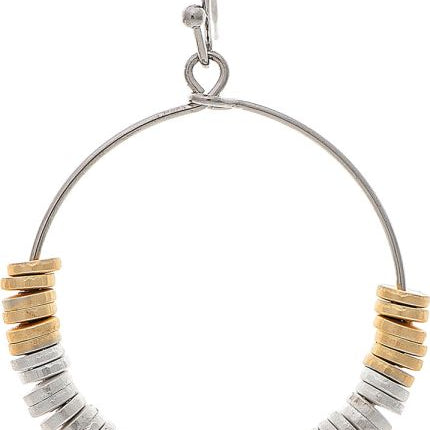 Two Tone Pearl Center Disc Beads Earring