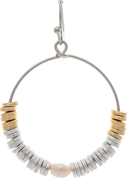 Two Tone Pearl Center Disc Beads Earring