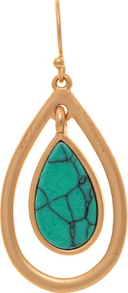 Gold Teardrop Turquoise Center Earring