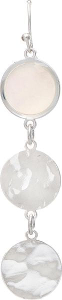 Silver Shell Top Three Disc Drop Earring