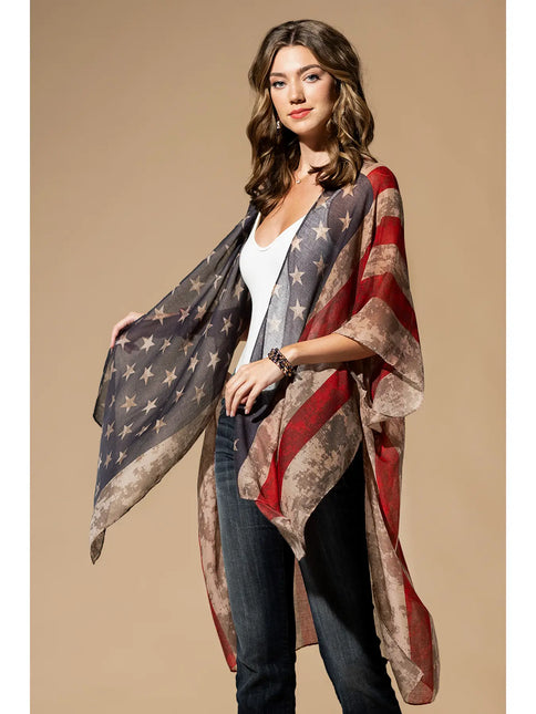 Urbanista Vintage Inspired USA Print Kimono