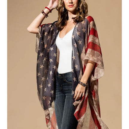 Urbanista Vintage Inspired USA Print Kimono