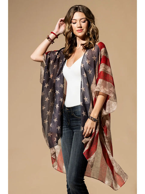 Urbanista Vintage Inspired USA Print Kimono