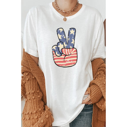 Retro American Flag Peace Sign USA Graphic Tee