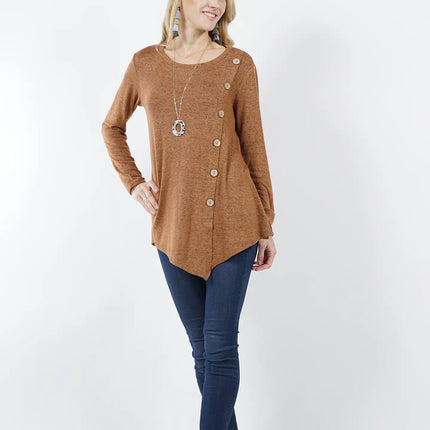 Brushed Hacci Front Button Detailed Tunic