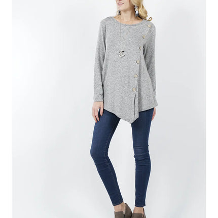Brushed Hacci Front Button Detailed Tunic