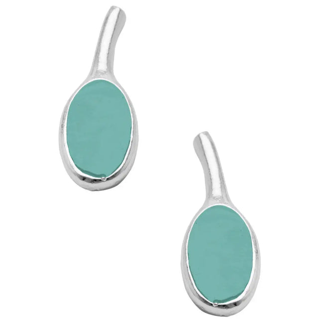 Gold Enamel Oval Drop Earrings