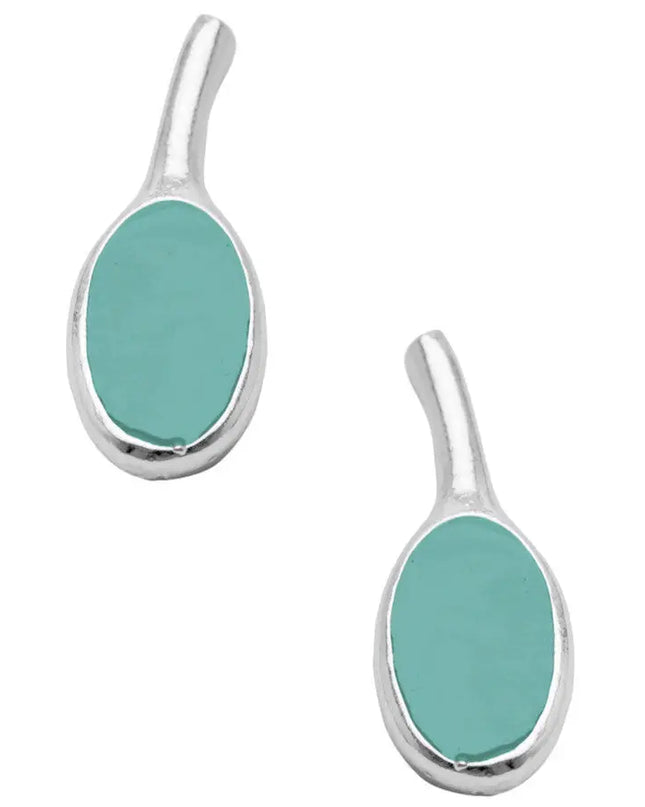 Gold Enamel Oval Drop Earrings