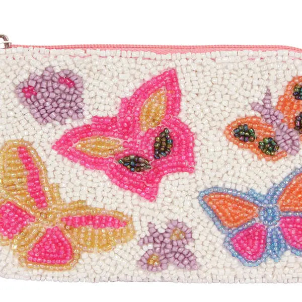 Ladies Fully Beaded Butterfly Theme Fashion Coin Purse