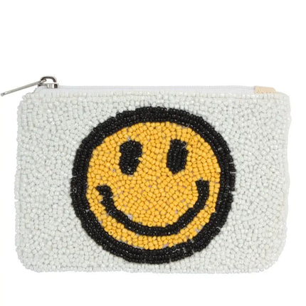 Ladies Fully Beaded Happy Face Theme Fashion Coin Purse