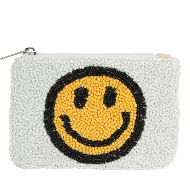 Ladies Fully Beaded Happy Face Theme Fashion Coin Purse