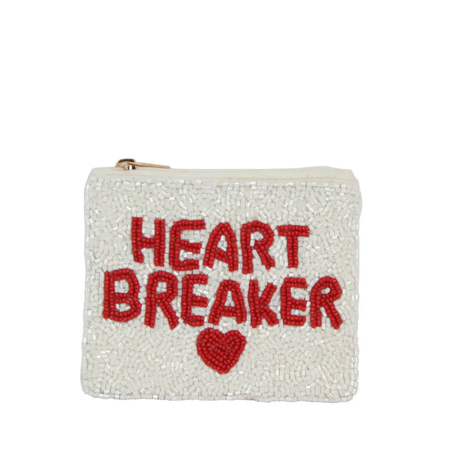 Ladies Fully Beaded Heart Breaker Theme Fashion Coin Purse