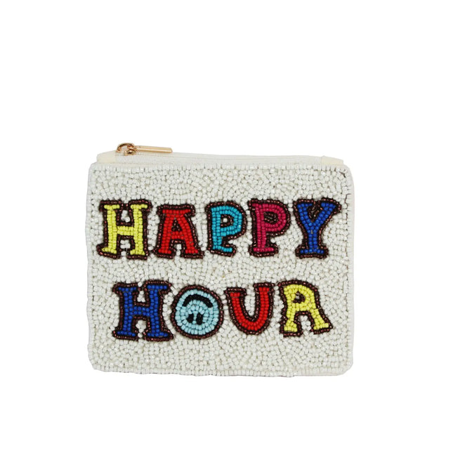 Ladies Fully Beaded Happy Hour Themed Coin Purse