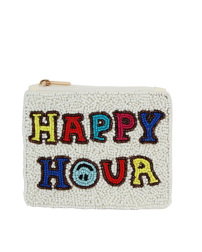 Ladies Fully Beaded Happy Hour Themed Coin Purse