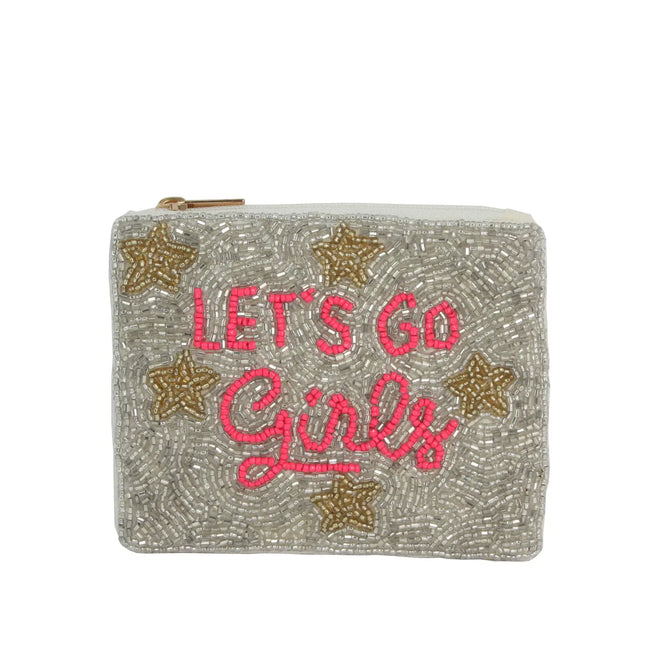 Ladies Fully Beaded Lets Go Girl Themed Coin Purse