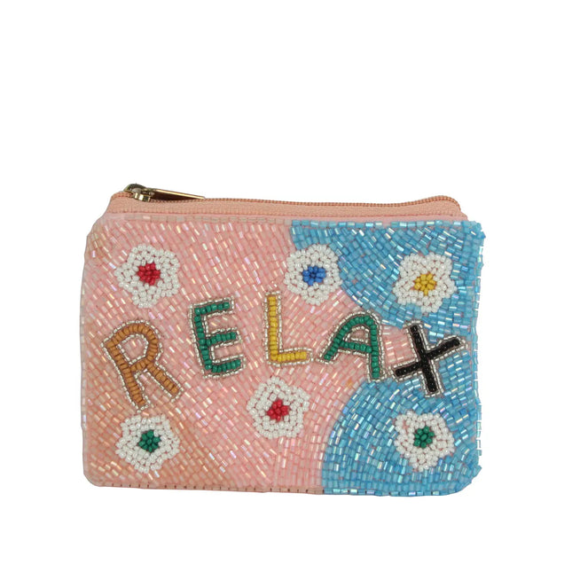 Ladies Fully Beaded Relax Theme Coin Purse