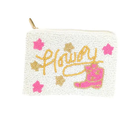 Ladies Howdy Themed Beaded Coin Purse