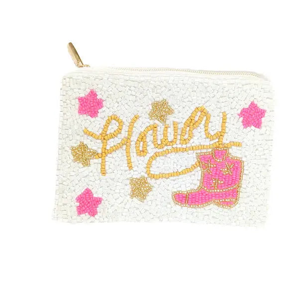 Ladies Howdy Themed Beaded Coin Purse