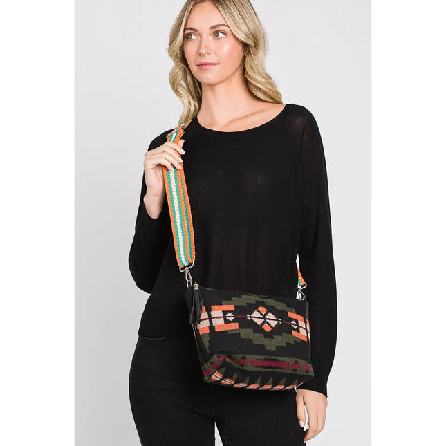 Hana Aztec Pattern Tassel Crossbody Bag