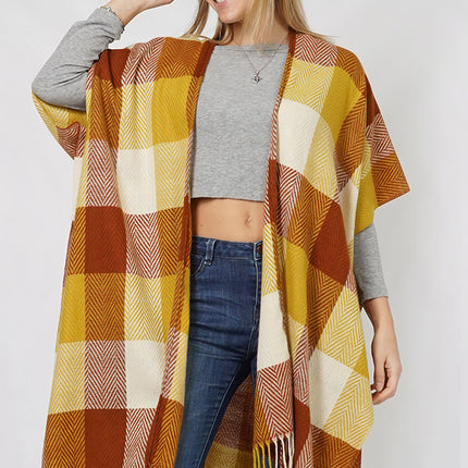 Hana Check Pattern Vest - Mustard