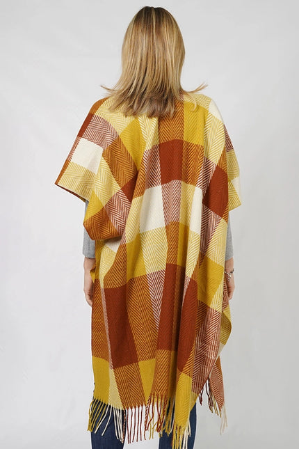 Hana Check Pattern Vest - Mustard