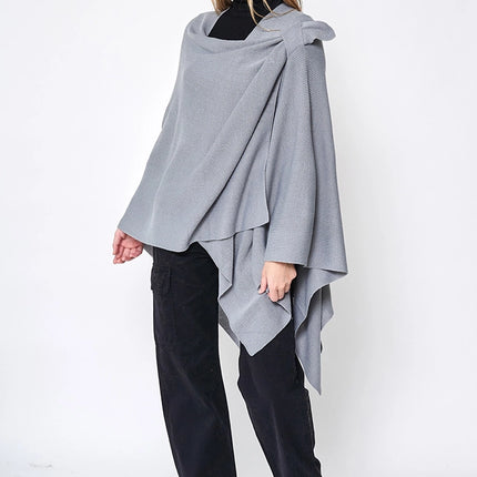 Hana Solid Ruana with Shoulder Strap